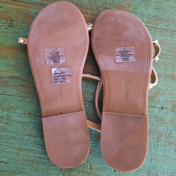 Express size 10 women's brown, sequined sandals, excellent used condition - Picture 9 of 9
